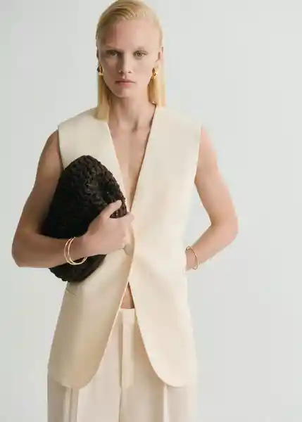 Chaleco Mire Vainilla Talla S Mujer Mango