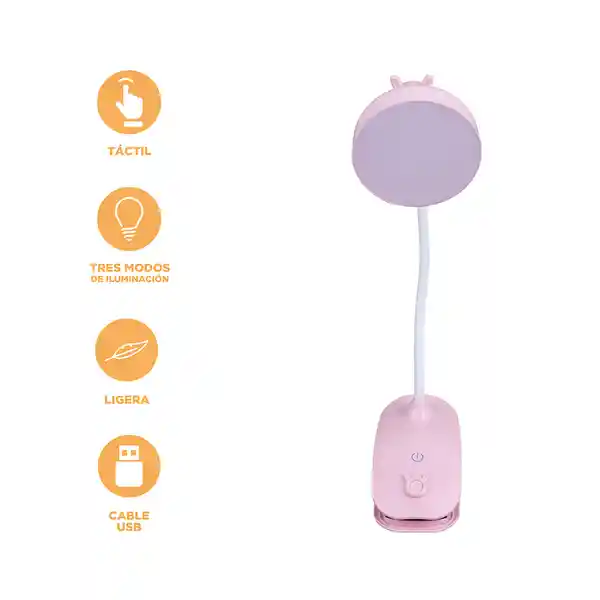 Lámpara Clip on Oso 3 Modos de Color Rosa Mod 2105 Miniso