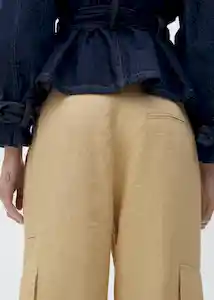 Pantalón Olive Mostaza Talla 36 Mujer Mango