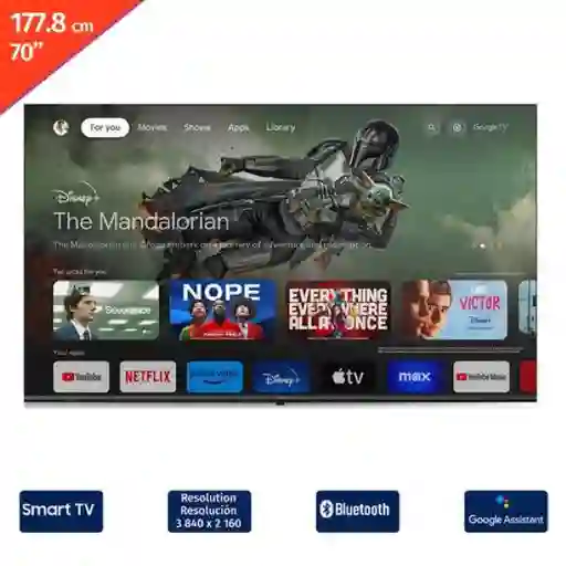 JVC Televisor Inteligente LED UHD de 177.8 cm LT-70KD548