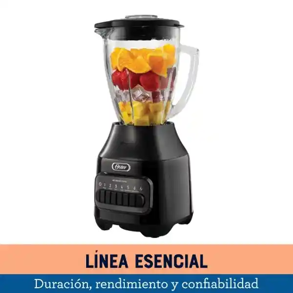 Oster Licuadora Vaso Vidrio 6 Velocidades Negra 800W