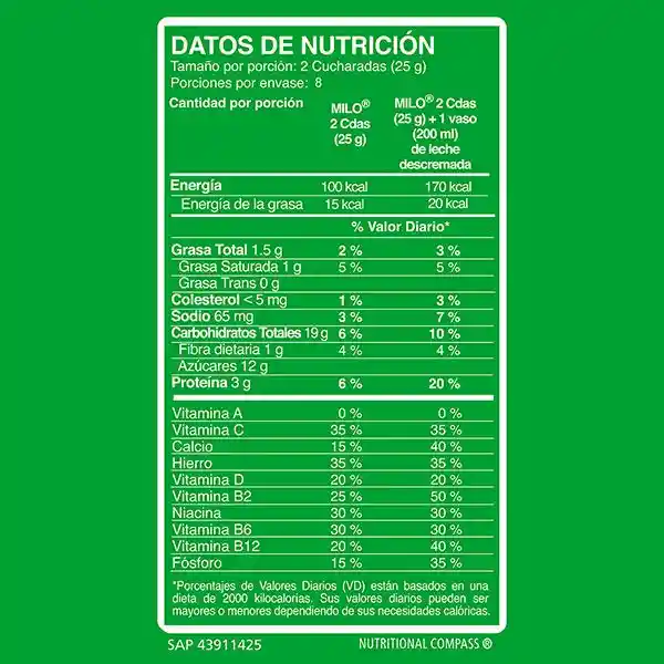 Milo Bebida en Polvo de Malta y Cocoa