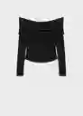 Top Xtom Negro Talla M Mujer Mango