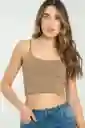 Crop Top Tiras Malibu Color Café Taupe Talla S Ragged