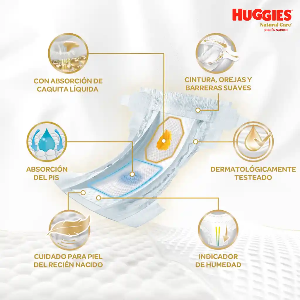 Pañal Huggies Natural Care Etapa 1/Recién Nacido 40 Und