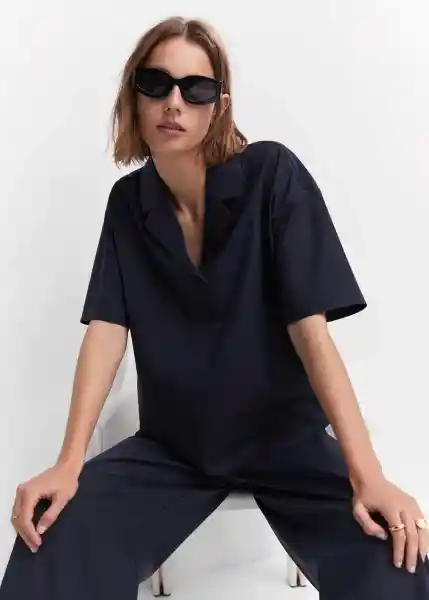 Camisa Popi-H Navy Talla S Mujer Mango