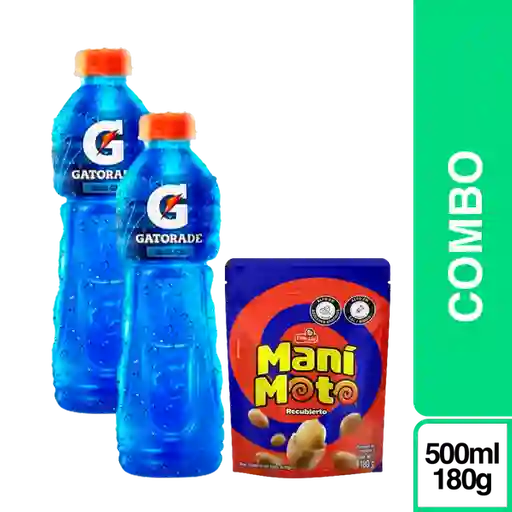 Combo Gatorade Blue 500 mL x 2 Und + Mani Moto