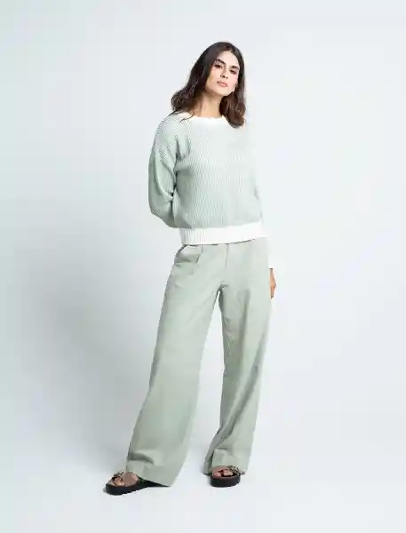 Pantalón Mujer Verde Eucalipto Claro Talla 6 531F319 Naf Naf