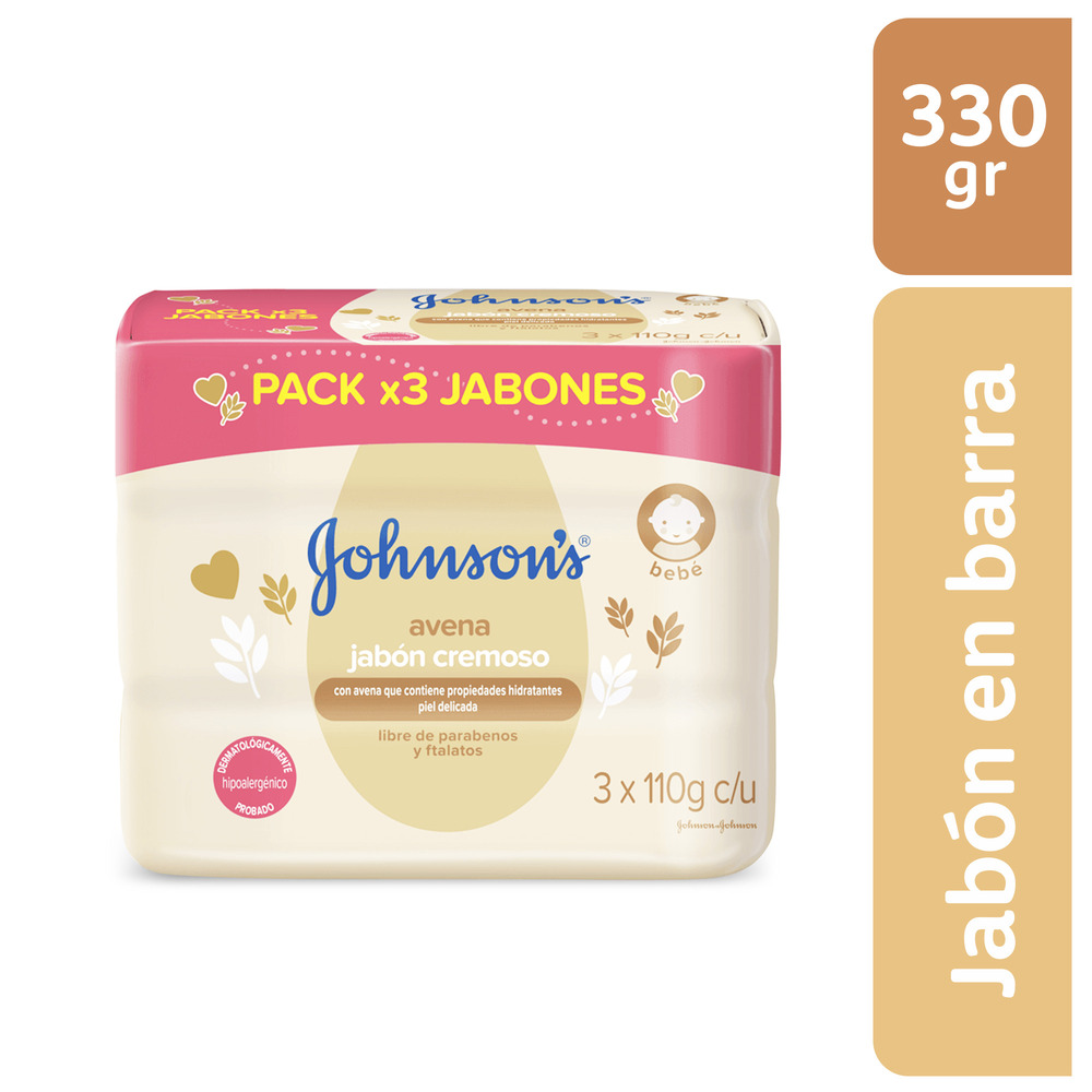 Jabón Bebé JOHNSON'S Avena TRIPACK 330 GR