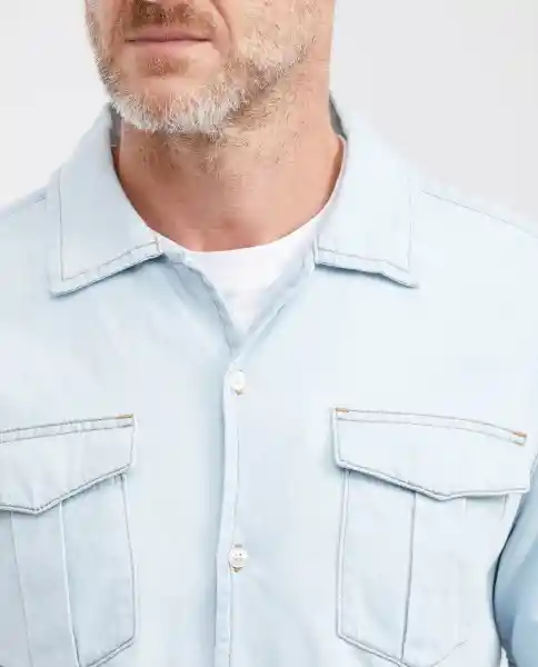 Camisa Manga Corta Clara Azul Cristalino Claro Talla M Chevignon