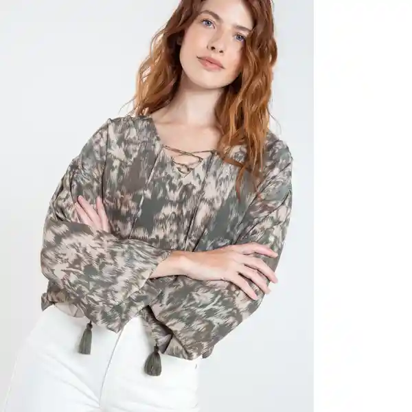  Camisa Benguela Mujer Verde Pato Oscuro Talla S Naf-Naf 