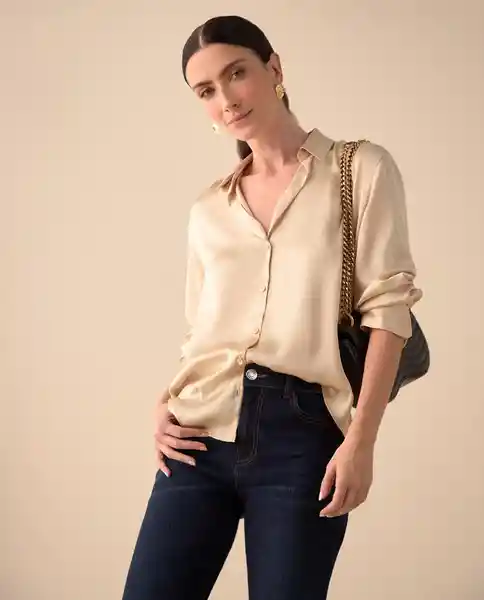 Camisa Crudo Beige Claro Talla L 411G001 Espirit