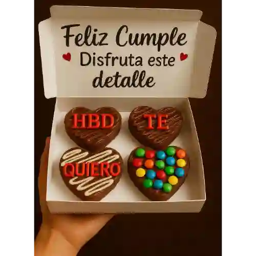 Caja de Brownies X4 Corazones