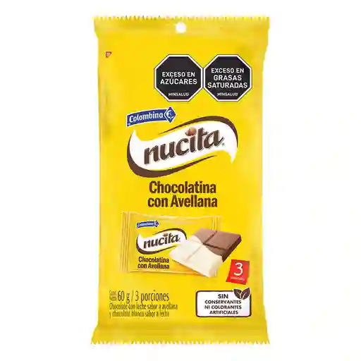 Nucita Chocolatina Sabor Avellana y Chocolate Blanco con Leche
