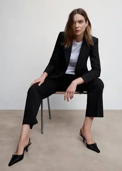 Blazer Americana Greta Negro Talla M Mujer Mango