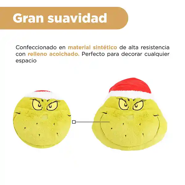 Almohada Navideña Cabeza Gigante Serie The Grinch Miniso