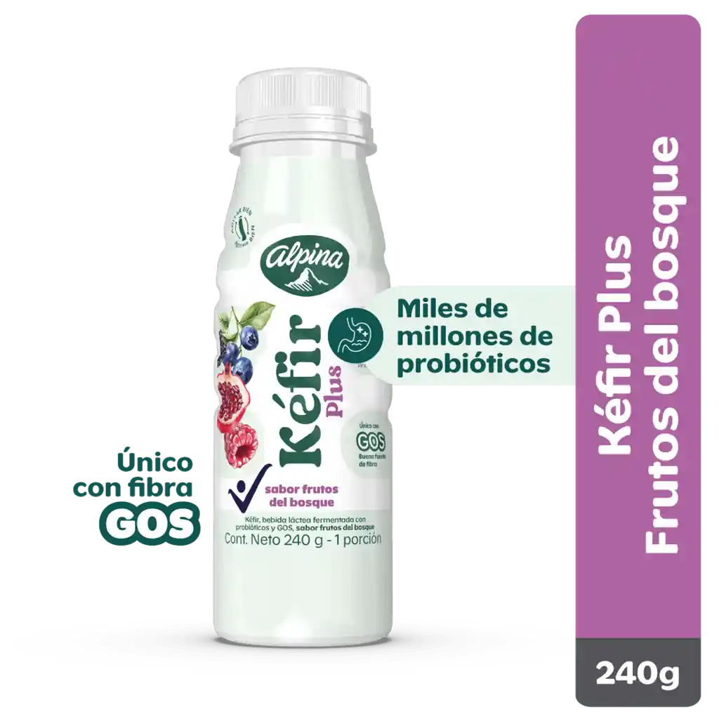 Kéfir Plus Alpina sabor frutos del bosque 240g