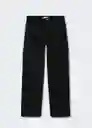 Jeans Cargo Tejano Negro Talla 42 Mujer Mango