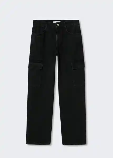 Jeans Cargo Tejano Negro Talla 42 Mujer Mango