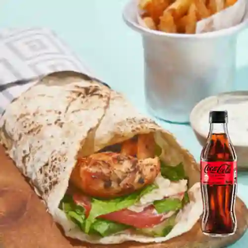 Combo Shawarma de Pollo Al Carbón +Cocacola S/az 300ML