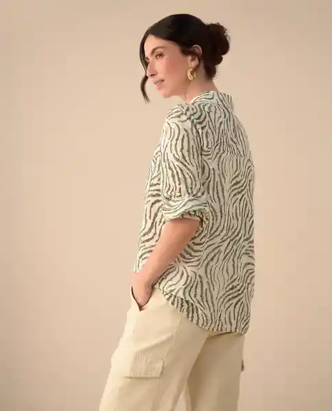 Camisa Verde Óleo Medio Talla M 611G032 Esprit