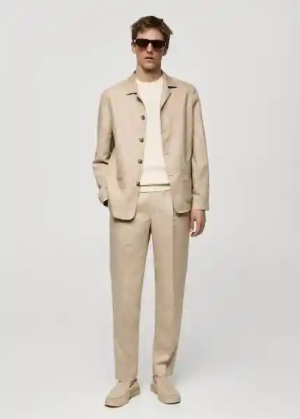 Blazer Americana Sorbet Beige Talla 52 Hombre Mango