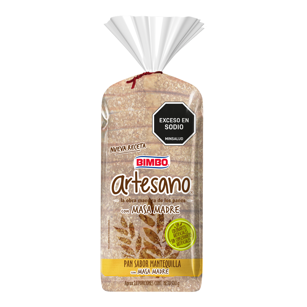 Pan Tajado Artesano Mantequilla Masa Madre 500 1 und x 500 g