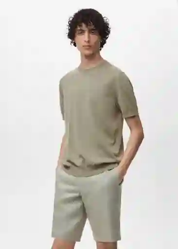 Camiseta Tricot Arraona Khaki Talla L Hombre Mango