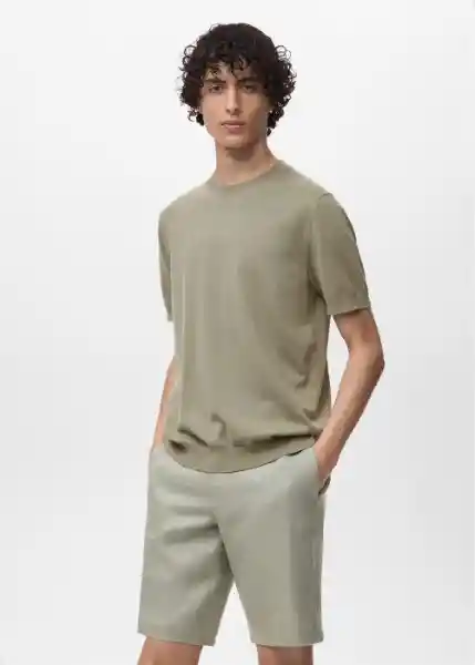 Camiseta Tricot Arraona Khaki Talla L Hombre Mango