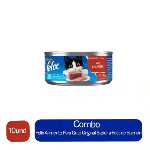 10 x Felix Alimento Para Gato Original Sabor a Pate de Salmon