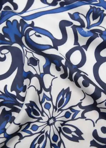 Pañuelo Lisboa Azul Talla 99 Mujer Mango