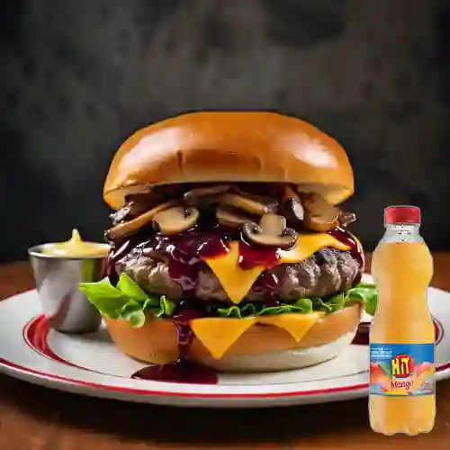 Combo burger suiza + jugo hit mango500ml