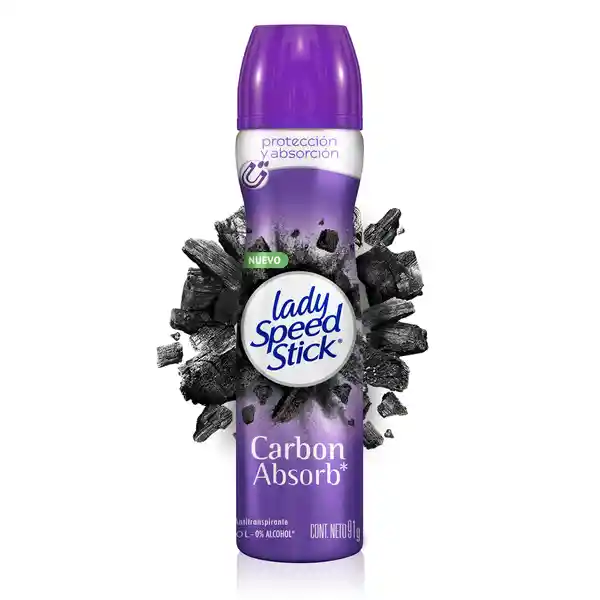 Desodorante Mujer Lady Speed Stick Carbon Absorb Stick 2x45g