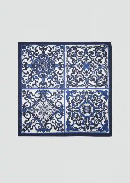 Pañuelo Lisboa Azul Talla 99 Mujer Mango