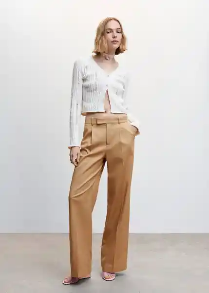 Pantalón Ines Camel Talla 34 Mujer Mango