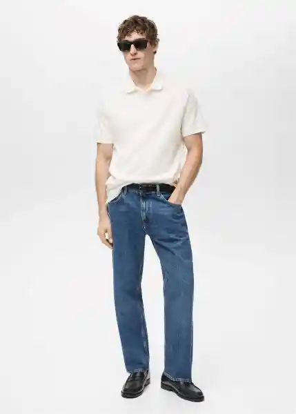 Camiseta Polo Rea Blanco Talla M Hombre Mango
