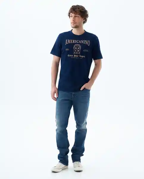 Camiseta Hombre Color Azul Talla L 849F020 Americanino