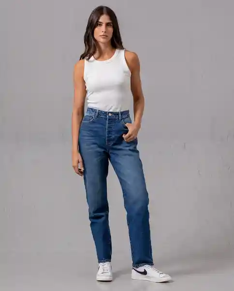 Jean Mom Mujer Azul Turquia Oscuro Talla 16 75660 Rifle