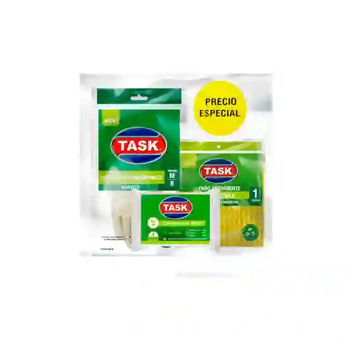 Task Paño Absorbente + Esponja Celulosa + Guantes