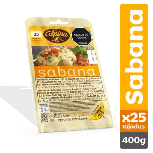 Alpina Queso Sabana 25 Tajadas 400 g