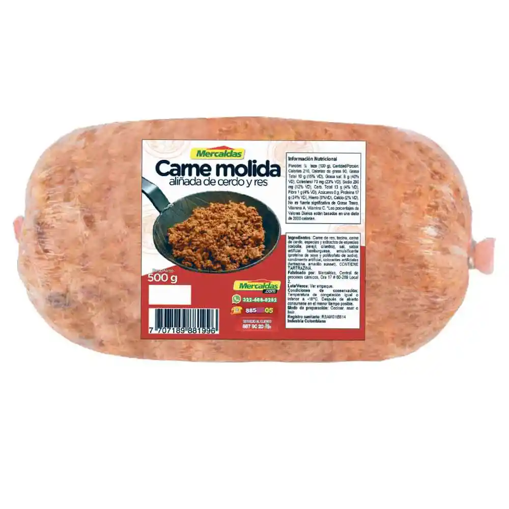 Mercaldas Carne Molida Aliñada Cerdo y Res Rollo