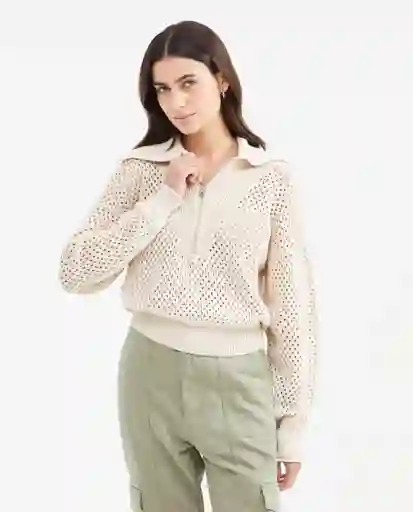 Sueter Tejido Open Work Caqui Fango Medio Talla L Chevignon
