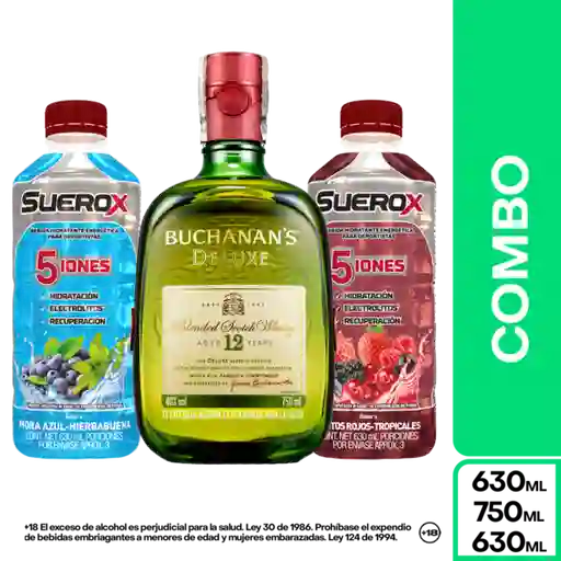 Combo Buchanans Deluxe 750 mL + Suerox Mora Azul + Frutos Rojos