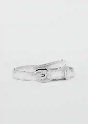 Cinturón Lámina Plata Talla M Mujer Mango