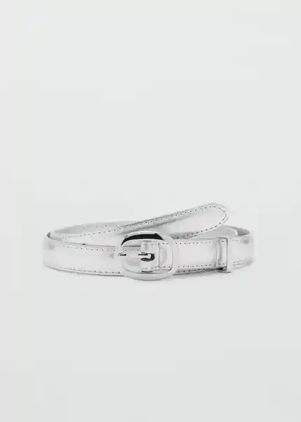 Cinturón Lámina Plata Talla M Mujer Mango