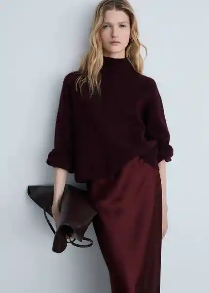 Falda Mia2 Burdeos Talla L Mujer Mango