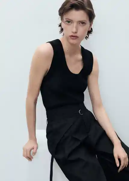 Pantalón Cubi Negro Talla 38 Mujer Mango