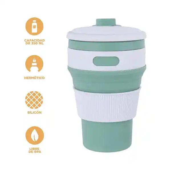 Vaso Plástico Plegable de Silicona de Verde 350 mL Serie Miniso