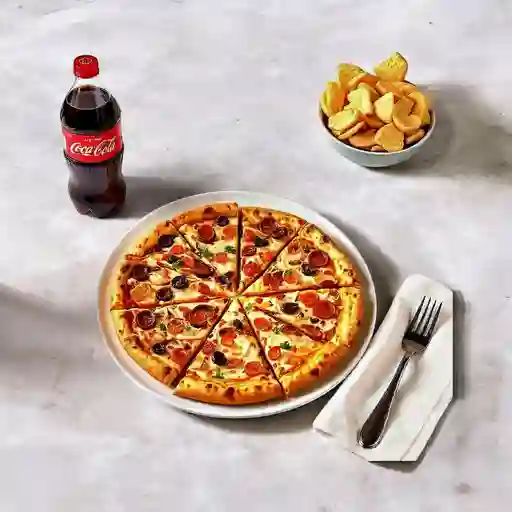 Pizza extragrande + coca cola 1.5 lts