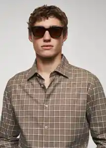 Camisa Roma Beige Talla M Hombre Mango